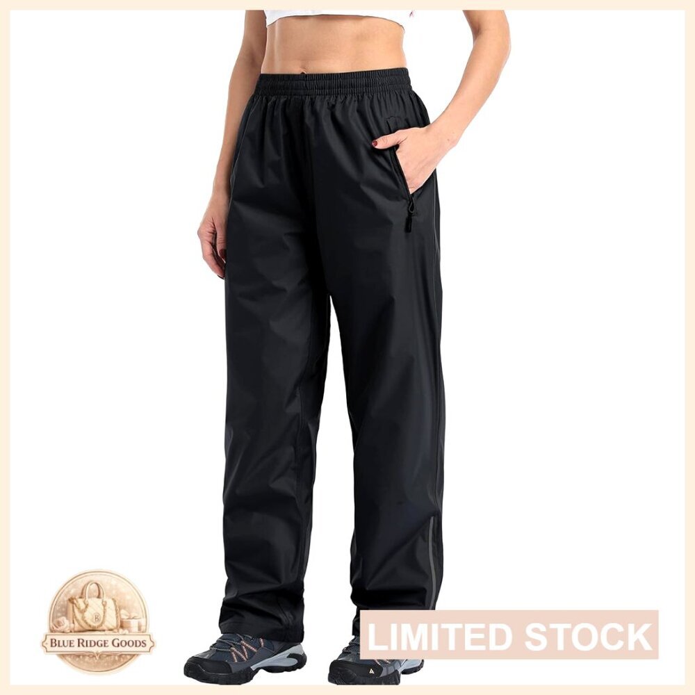 Waterproof Hiking Pants Lightweight Windproof Rain Over Pants for Women Outdoor